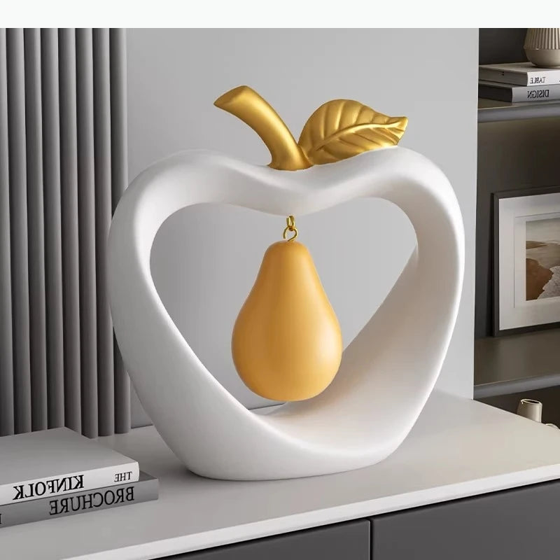 pomme poire sculpture blanche dorée décoration intérieure moderne minimaliste Halloween Noël anniversaire