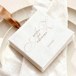 serviettes papier blancs monogrammes personnalisables classiques cocktail mariage initiales datespaqueantes