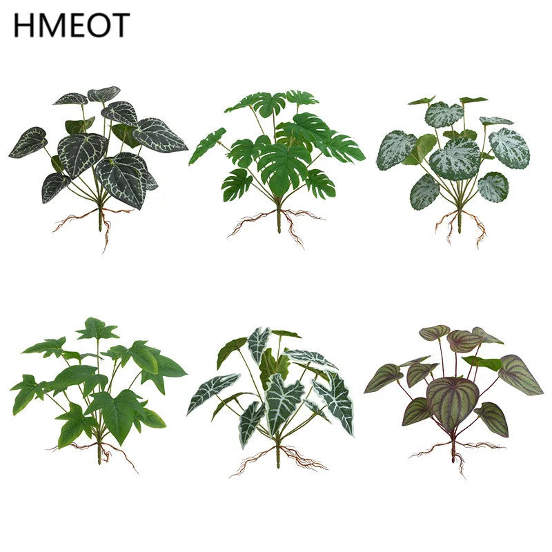 plantes artificielles feuilles vertes moderne pot noir décoration intérieure minimaliste mousse artificielle
