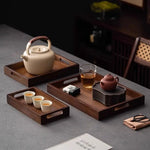 plateau service bois marron poignées moderne minimaliste théière tasses thé