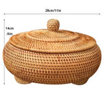 panier rotin tissé main couvercle rangement thé fruit gâteau snack naturel traditionnel artisanal