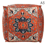 coussin sol orange bleu ethnique motifs floraux traditionnels carreaux coton polyester