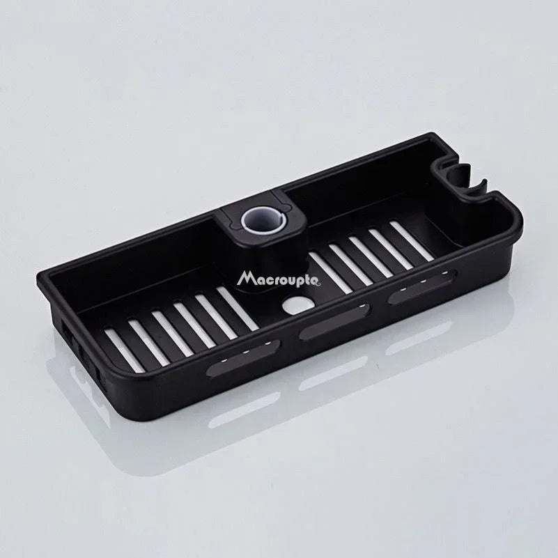 étagère douche moderne rayures horizontales blanc noir clips mural rechargeable minimaliste