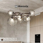 Suspension lumineuse moderne boule verre transparente câbles suspendus salle salon chambre