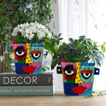 Pot de fleurs design visage Picasso multicolore