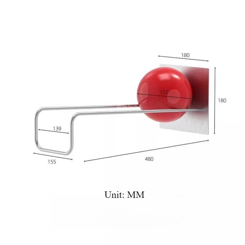 support rangement métal minimaliste étagères bois clair porte livres boule rouge diffuseur verre transparent