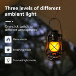 lanterne rétro rechargeable suspension camping bronze vieilli verre translucide éclairage décoratif modes lumière camping