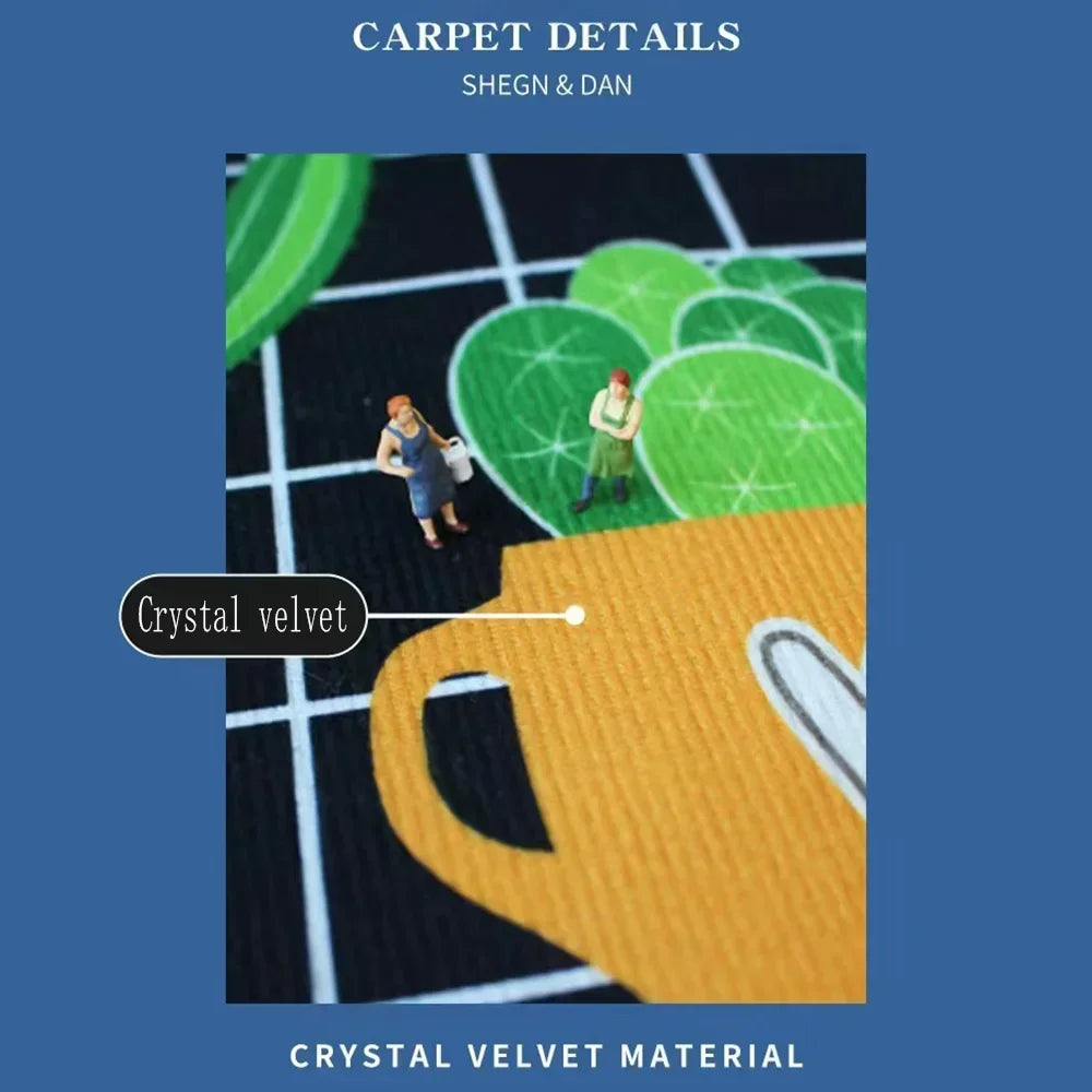 tapis moderne antidérapant personnages animés violet rose rouge vert noir
