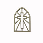 fenêtres décoratives gothiques arches croix motifs géométriques bois beige clair décoration intérieure artisanat miroir