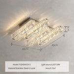plafonnier led moderne cristal transparent argenté éclairage quotidien fixations triples dimension variable