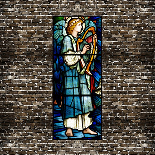autocollant vitrail religieux pvc décoratif fenêtre église vintage scènes sacrées motif floral