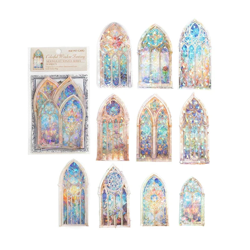 autocollants adhésifs fenêtres décoratives art nouveau gothique rose violet bleu blanc doré strass papillons