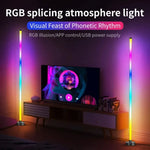 lampe sol led noir multicolore synchronisation musique télécommande application controle moderne minimaliste