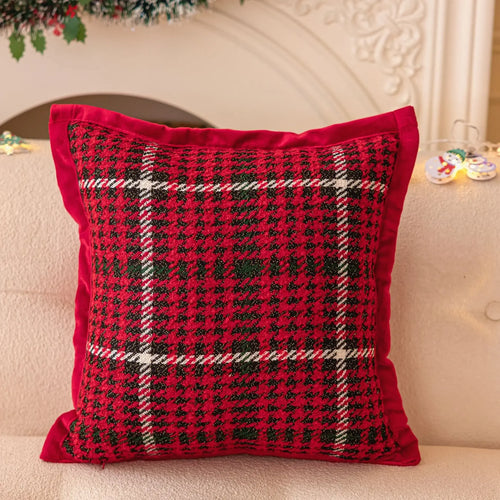 coussin carré tartan rouge noël décoration intérieure voiture polyester traditionnel adhésif fermeture glissière