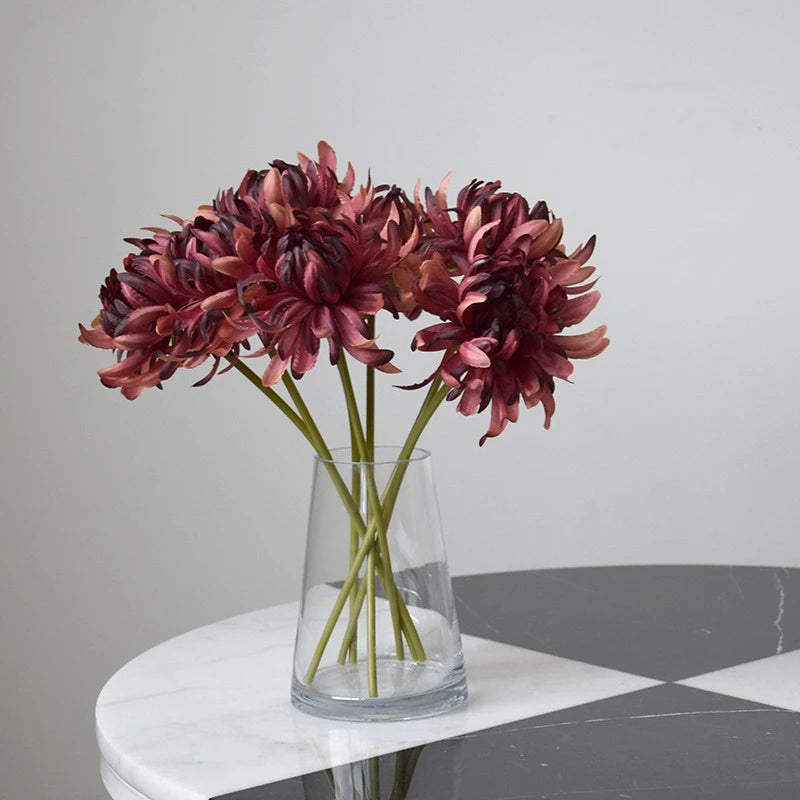 fleurs artificielles chrysanthèmes soie rouge rose bleu blanc jaune décoration intérieure mariage anniversaire minimaliste