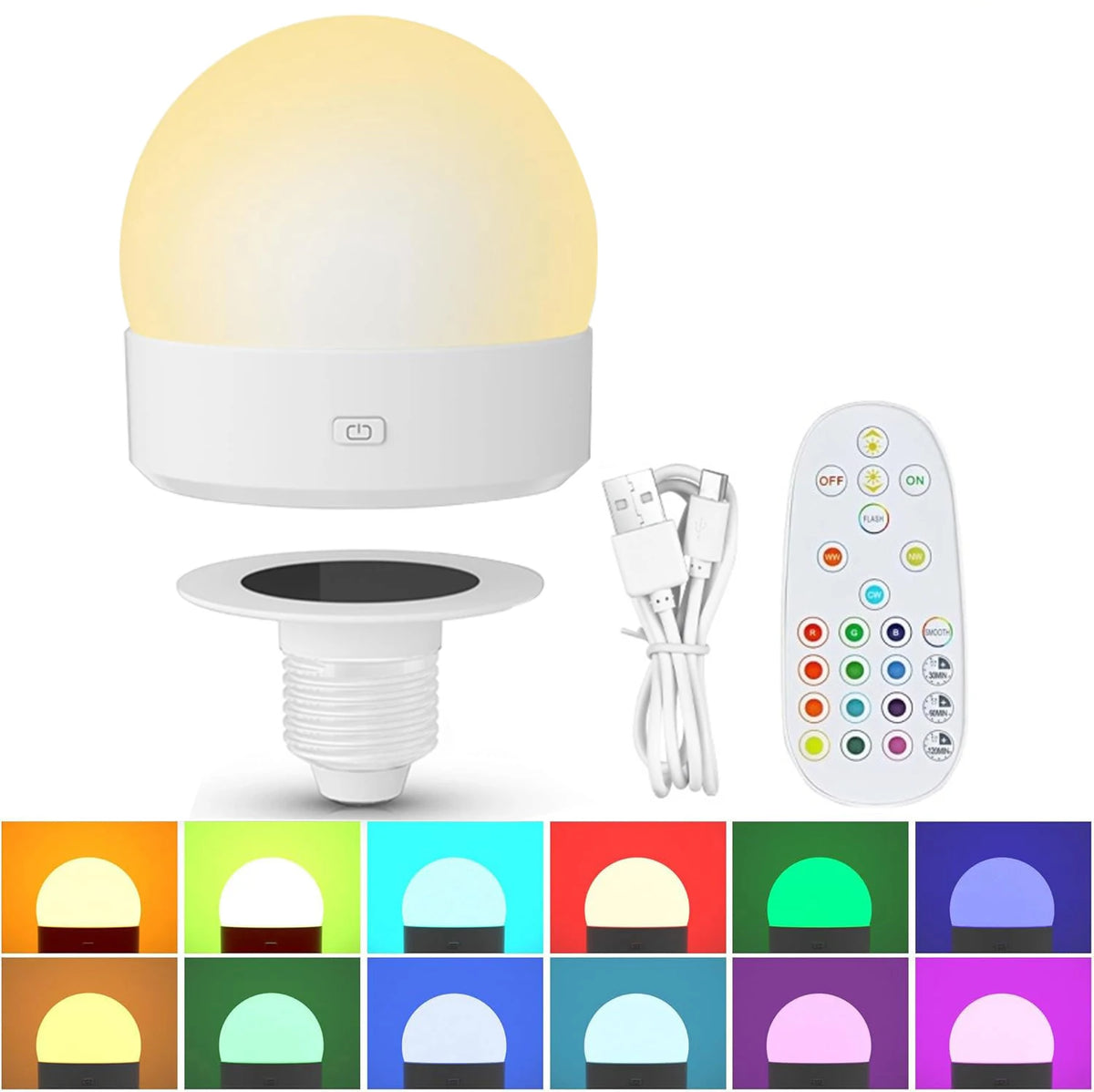 ampoule led rechargeable e27 couleurs blanc moderne télécommande tactile chambre réglable 5v usb