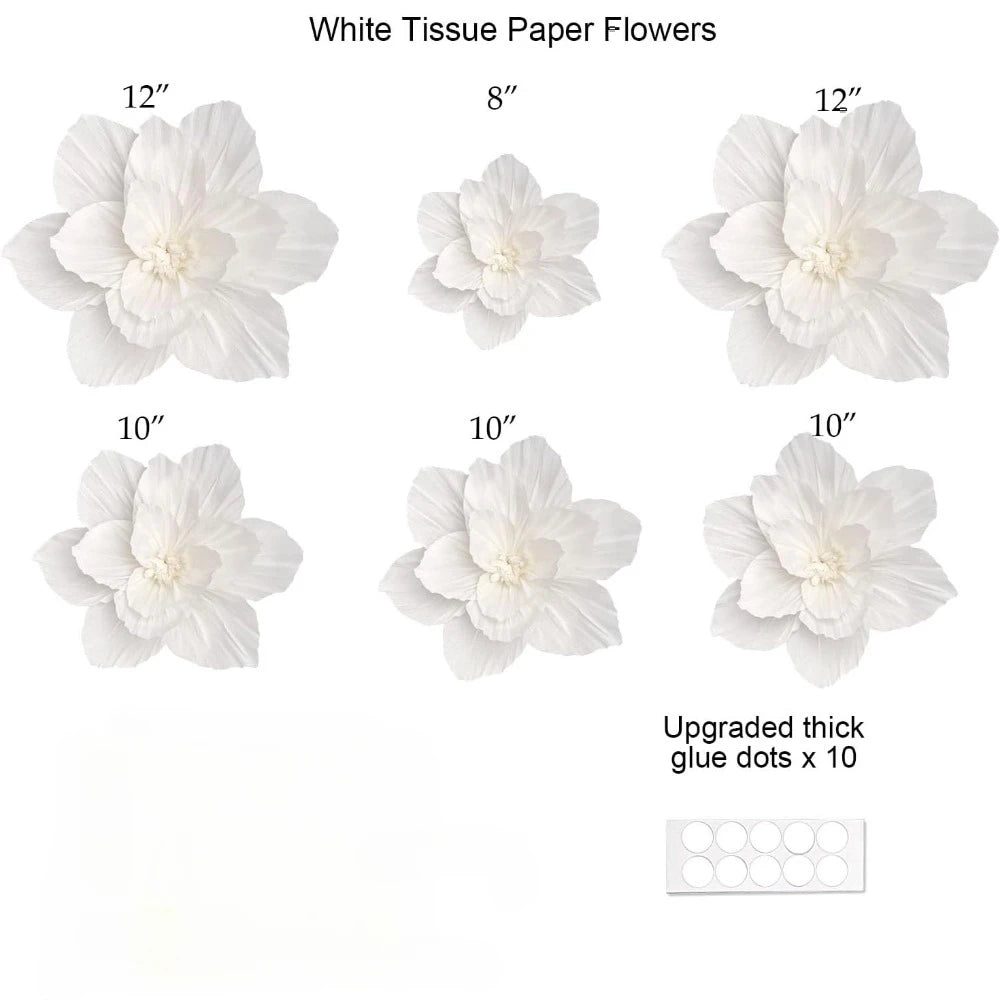 décoration murale fleurs papier plissées blanches texturées festives intérieur événement anniversaire mariage