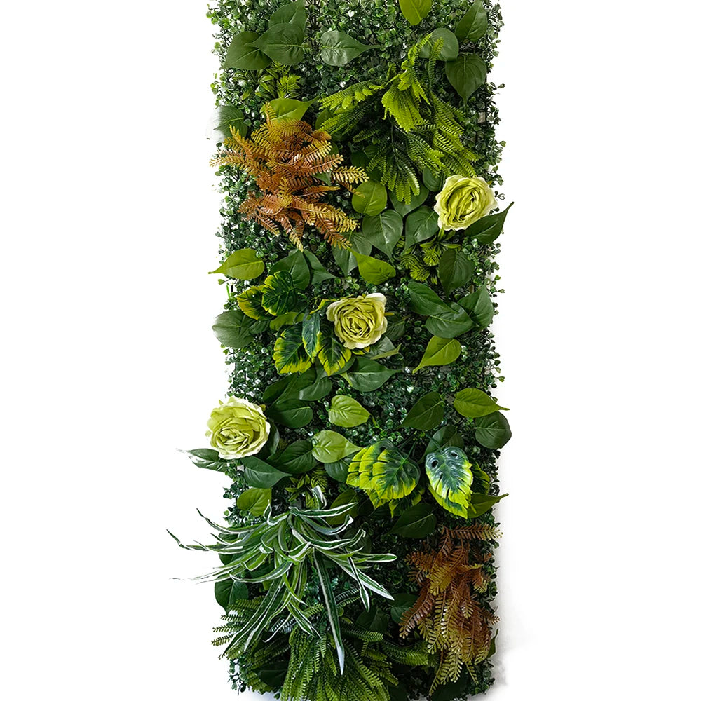 panneau mural végétal artificiel fleurs feuilles décoratif jardin maison extérieur vert rose blanc naturel