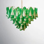 suspension lumineuse moderne vert blanc ondulée translucide led chambre salon
