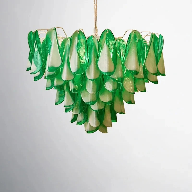 suspension lumineuse moderne vert blanc ondulée translucide led chambre salon