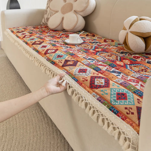 coussin décoratif boho chic motif géométrique ethnique coton matelassé salon maison couleur multicolore