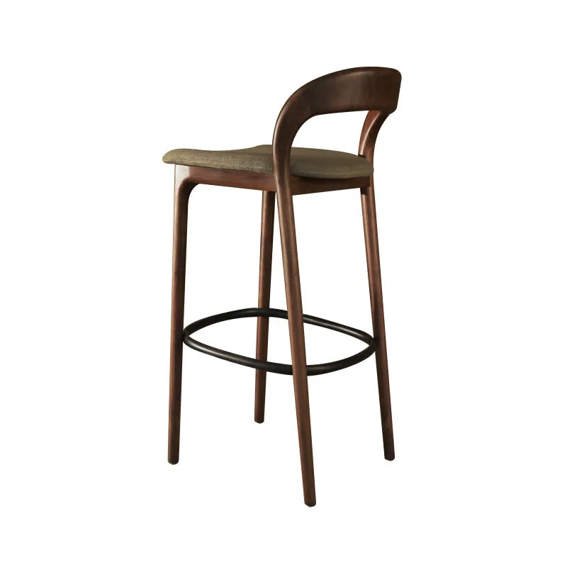 tabouret bar bois moderne minimaliste tissu gris assise confortable pieds