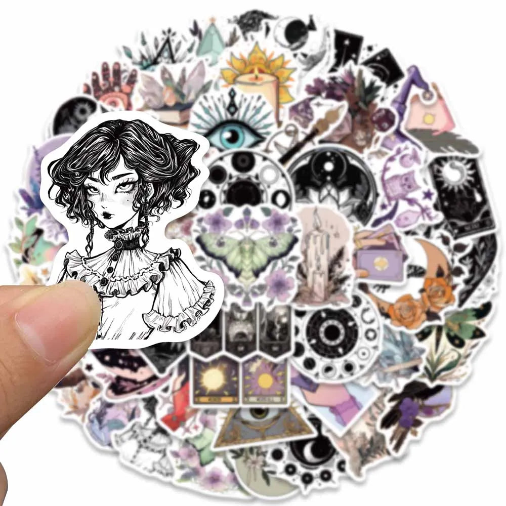 stickers fantastiques floraux mystiques multicolores adhésifs illustratifs enfants adolescents refroidisseur