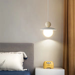 suspension lumineuse moderne blanc rond métal fixation câble opacité intérieur salon chambre étude