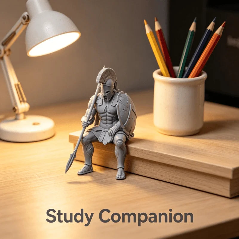statue guerrier spartiate assis antique décoratif 3D impression texture musculaire armure