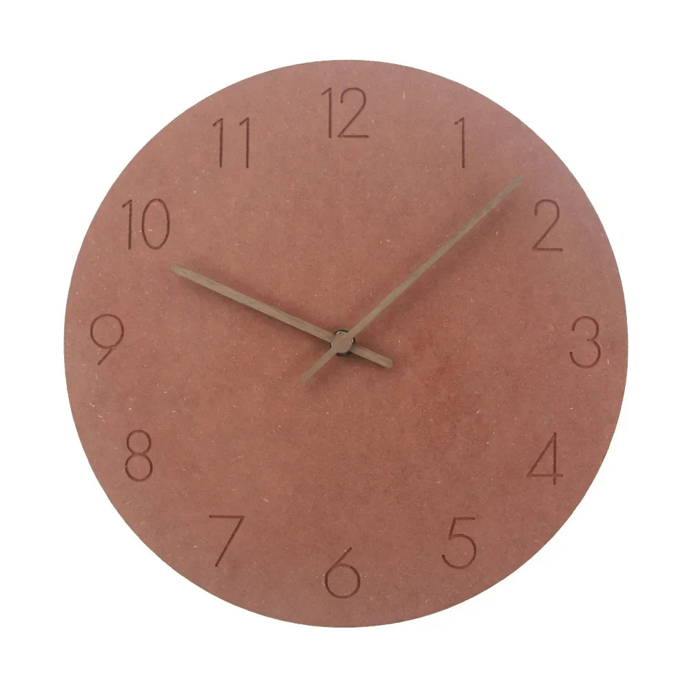 horloge murale moderne vert menthe bleu gris rouille minimaliste aiguille quartz 29cm bois texturé
