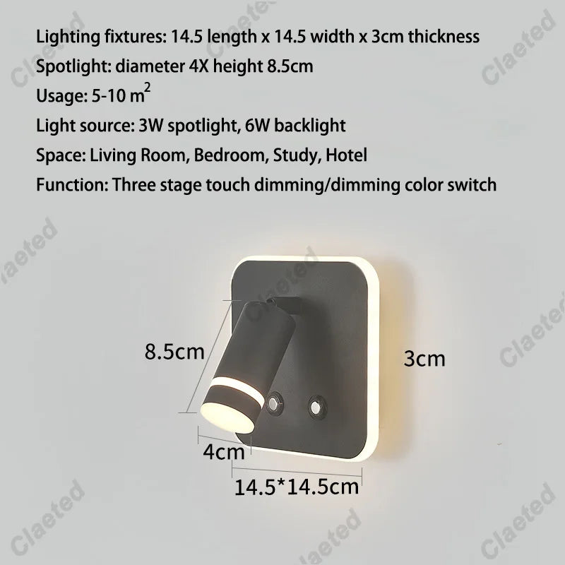 lampe murale moderne noire blanche dorée prise usb charge smartphone interrupteur éclairage chambre cuisine