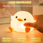 veilleuse nuit forme poussin blanc orange mignon cartoon rechargeable usb tactile