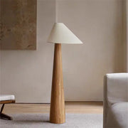 Lampadaire conique en bois de chêne style Wabi-sabi lampe champignon vintage LED 27 pour salon