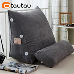 coussin multifonctionnel gris uni tissu épais moderne boutons ajustables poche 60x22x50cm