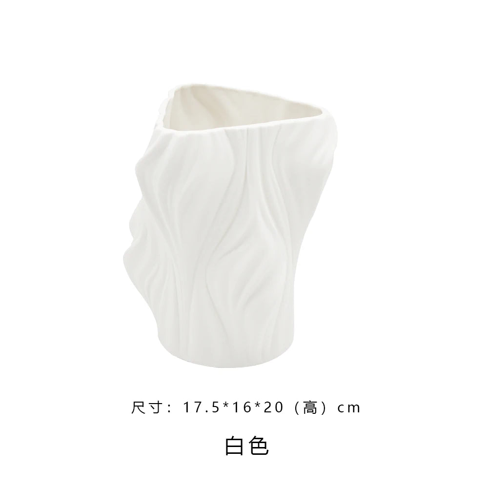 vase céramique noir blanc texturé wabi sabi moderne minimaliste décoration intérieure sculptural porte plantes
