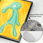 toile d'art moderne abstraite calmar dessin animé verte jaune impression sans cadre chambre salon
