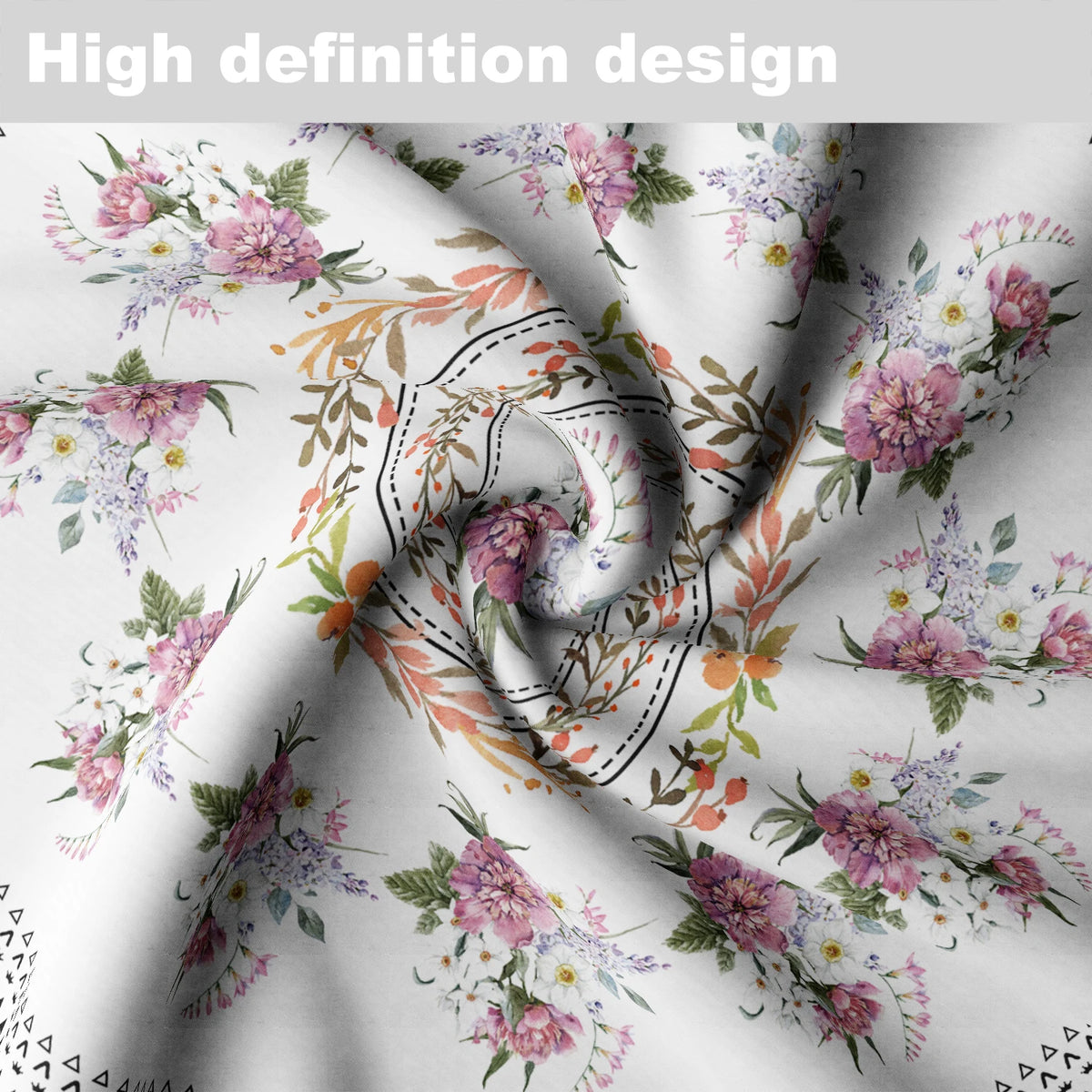 nappe table ronde fleur imprimée imperméable polyester classiqueextérieur maison fêtes blanc rose verte