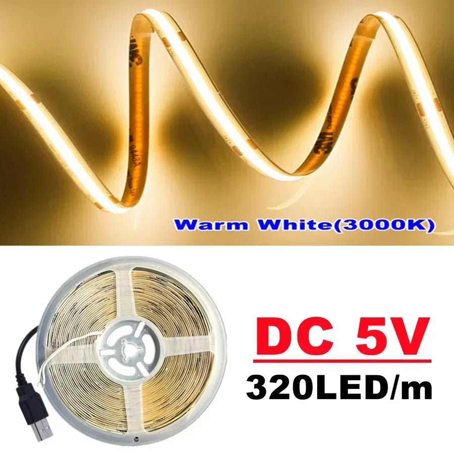 ruban led flexible bleu jaune 320leds 5v 3000k 4500k 6500k adhésif moderne