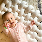 tapis jeu coton blanc rose motif géométrique moderne doux bébé