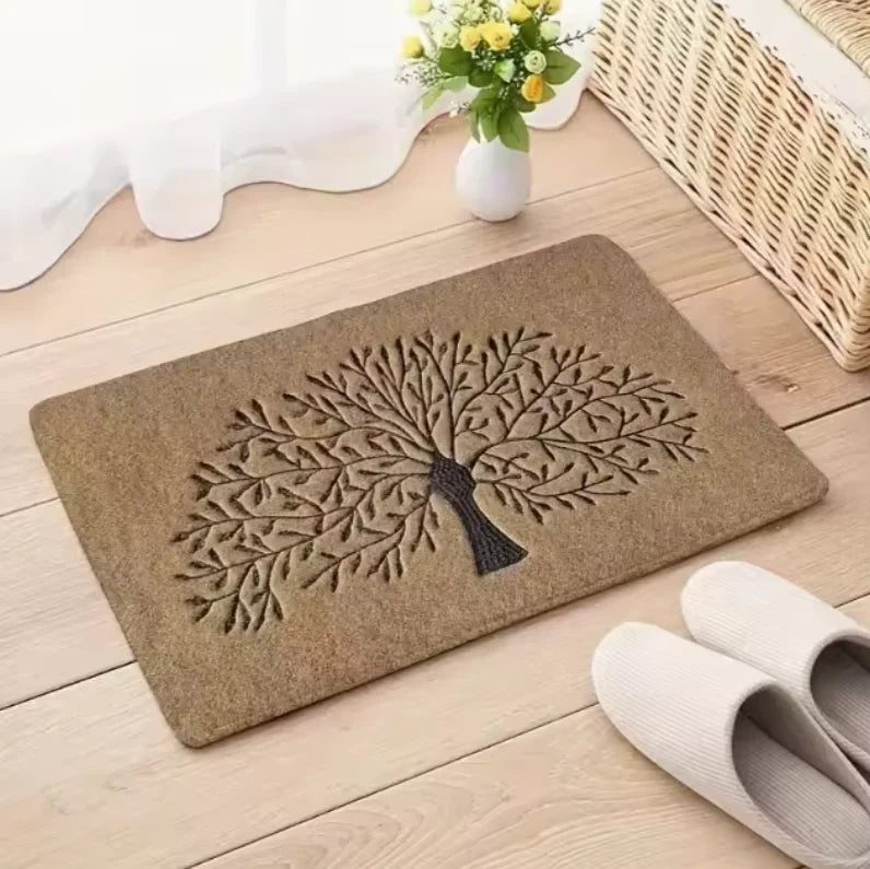 tapis sol antidérapant résistant intempéries arbre stylisé moderne beige noir 50x80cm 40x60cm 30x50cm