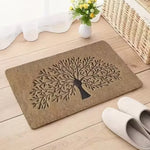 tapis sol antidérapant résistant intempéries arbre stylisé moderne beige noir 50x80cm 40x60cm 30x50cm