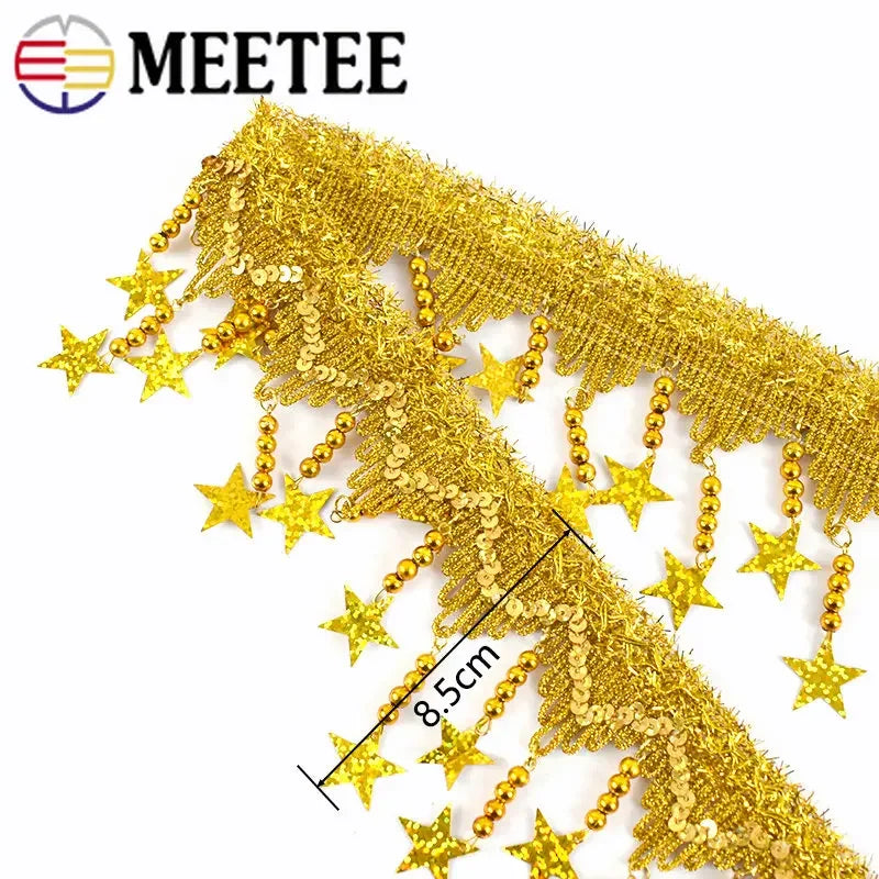 ruban décoratif or argent noir étoiles paillettes festif 85mm polyesterFRINGE TRIM SEQUIN TASSEL TRIM
