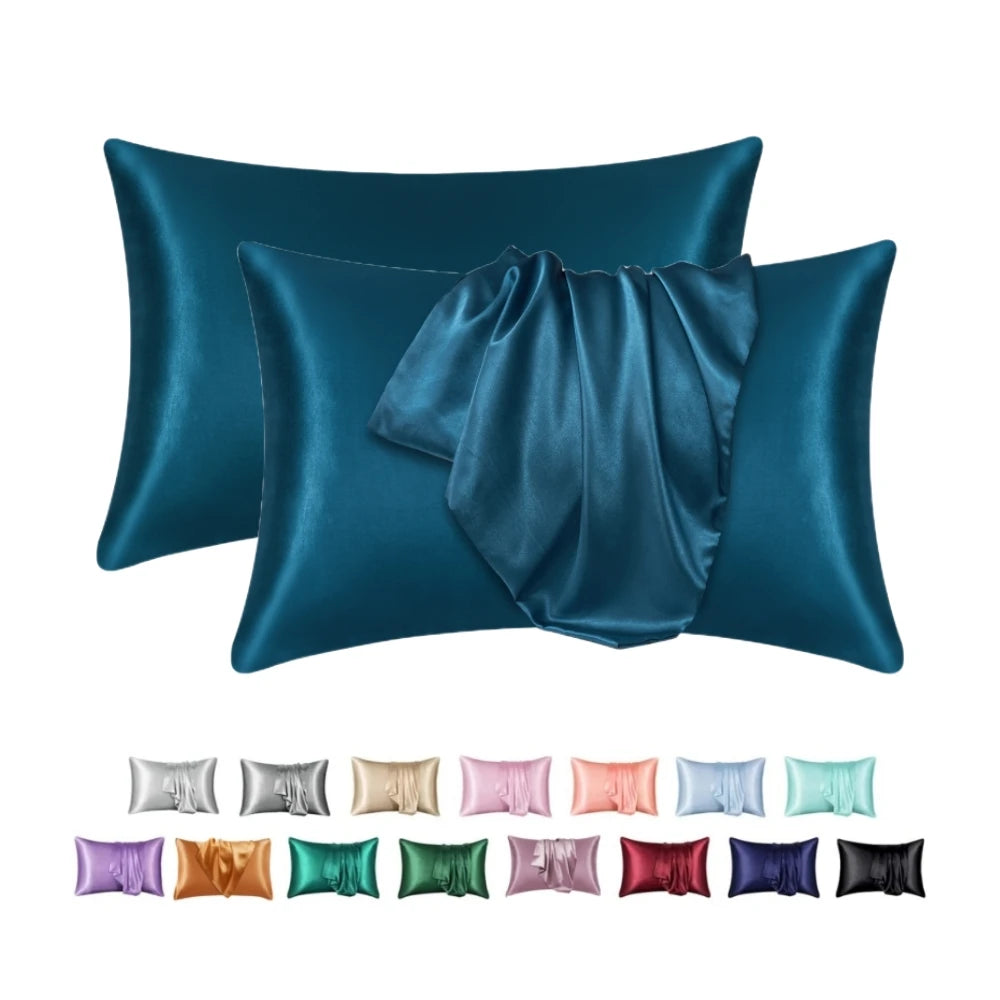 protège oreiller moderne soie brillante housse protection lit élégante couleur unie