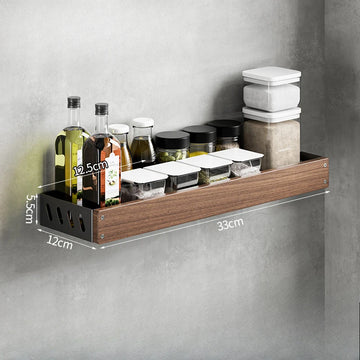 étagère murale bois marron bouteilles condiments huile d'olive moderne vis fixations rechargeable multifonctionnelle