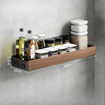étagère murale bois marron bouteilles condiments huile d'olive moderne vis fixations rechargeable multifonctionnelle