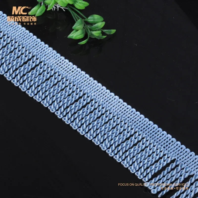 ruban décoratif moderne élégant blanc bleu clair marron rayures géométriques opaques polyester 6cm