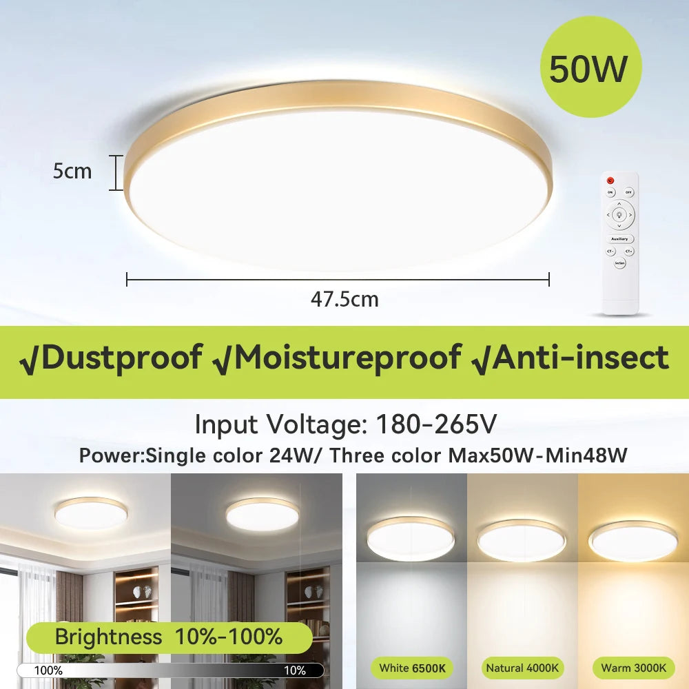 plafonnier intelligent led blanc noir télécommande rgbcw éclairage moderne