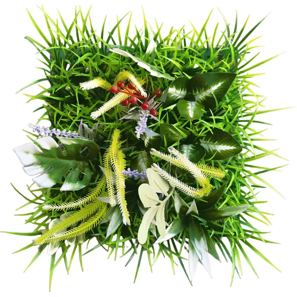 panneau mural végétal artificiel feuilles fleurs moderne extérieur branches vertes rouges blancs naturel