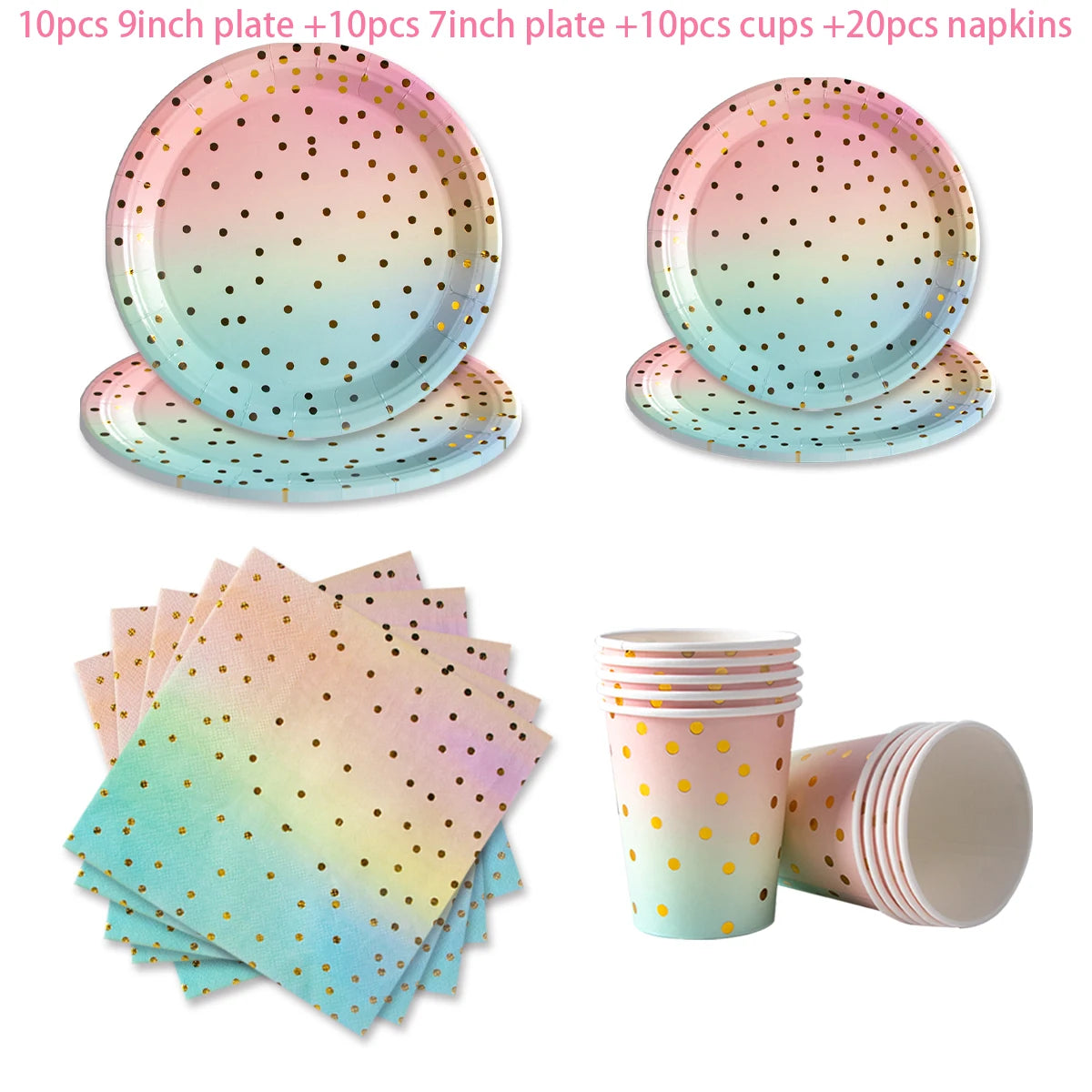 assiettes jetables rose bleu doré happy birthday confettis dorés serviettes verres festifs anniversaire mariage