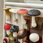 aimants réfrigérateur forme champignon couleur rouge noir blanc marron clair texture naturelle réaliste opaques